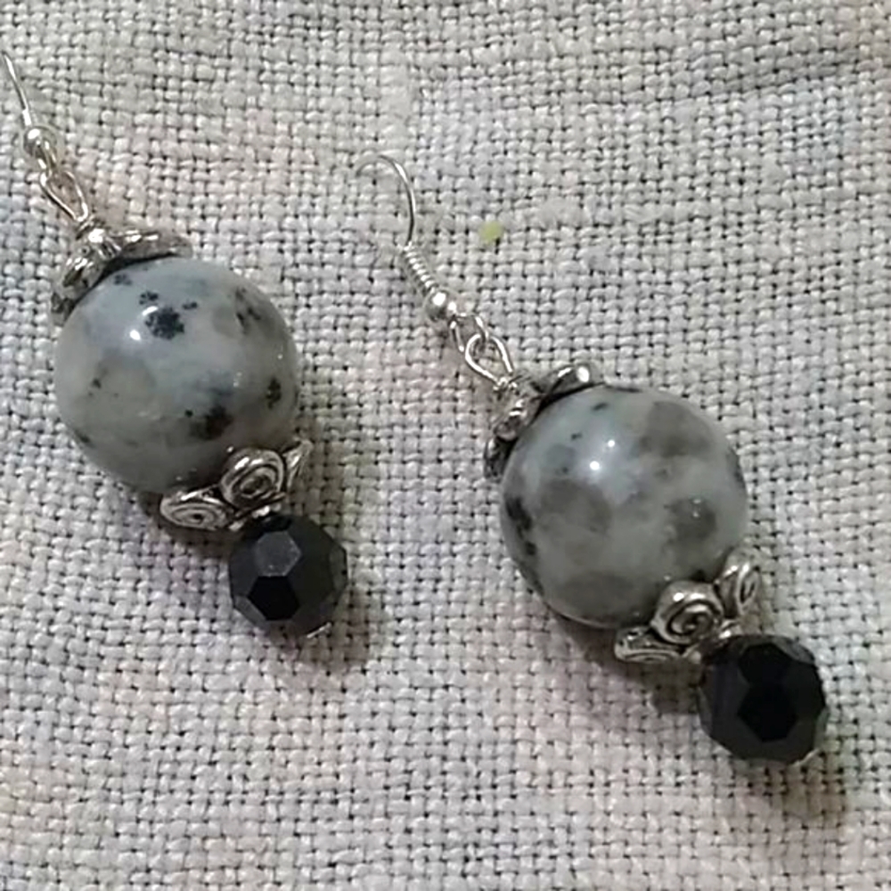 Black and gray gemstone earrings JTS013
